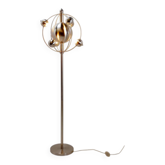 "Satellite" floor lamp in brushed chrome