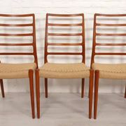 6 x vintage dining chairs | Niels Otto Møller | Model 82 | Papercord | Teak