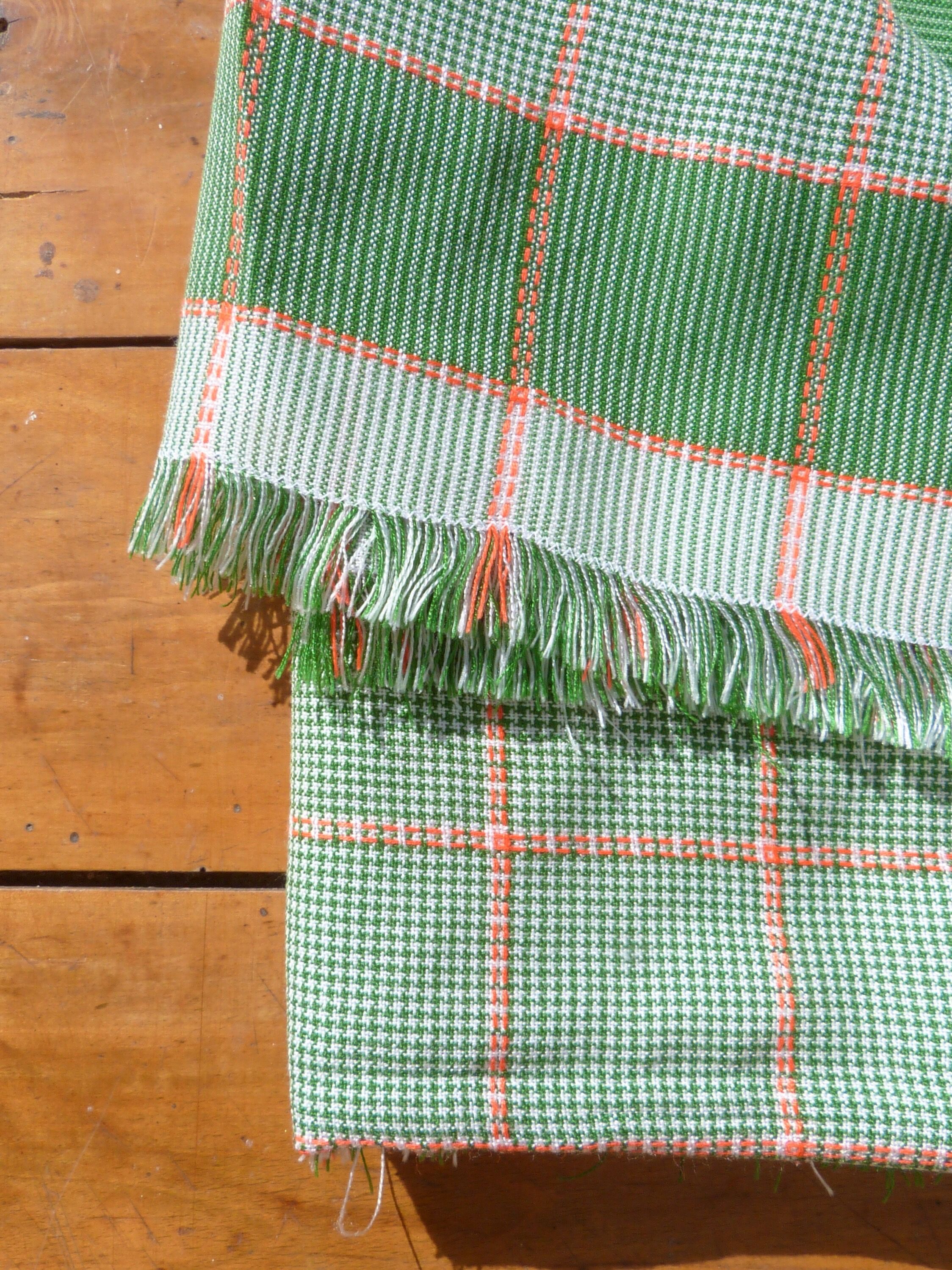 Nappe vintage à carreaux verts et blancs