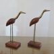 Pair of teak and brass herons from the 70s