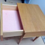 Scandinavian-style varnished wooden bedside table / vintage 60s-70s
