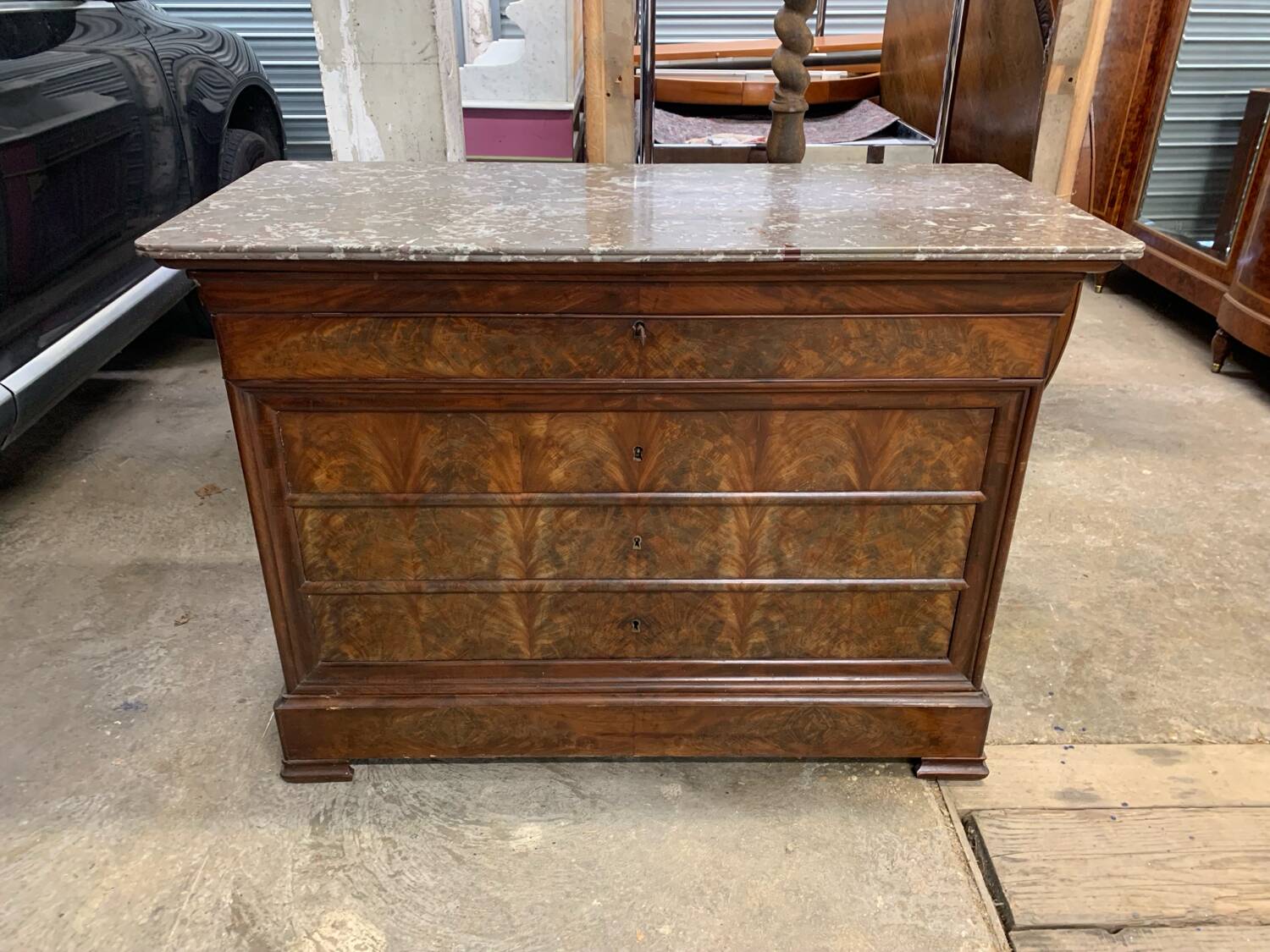Antique Louis-Philippe chest of drawers, 19th century secretary