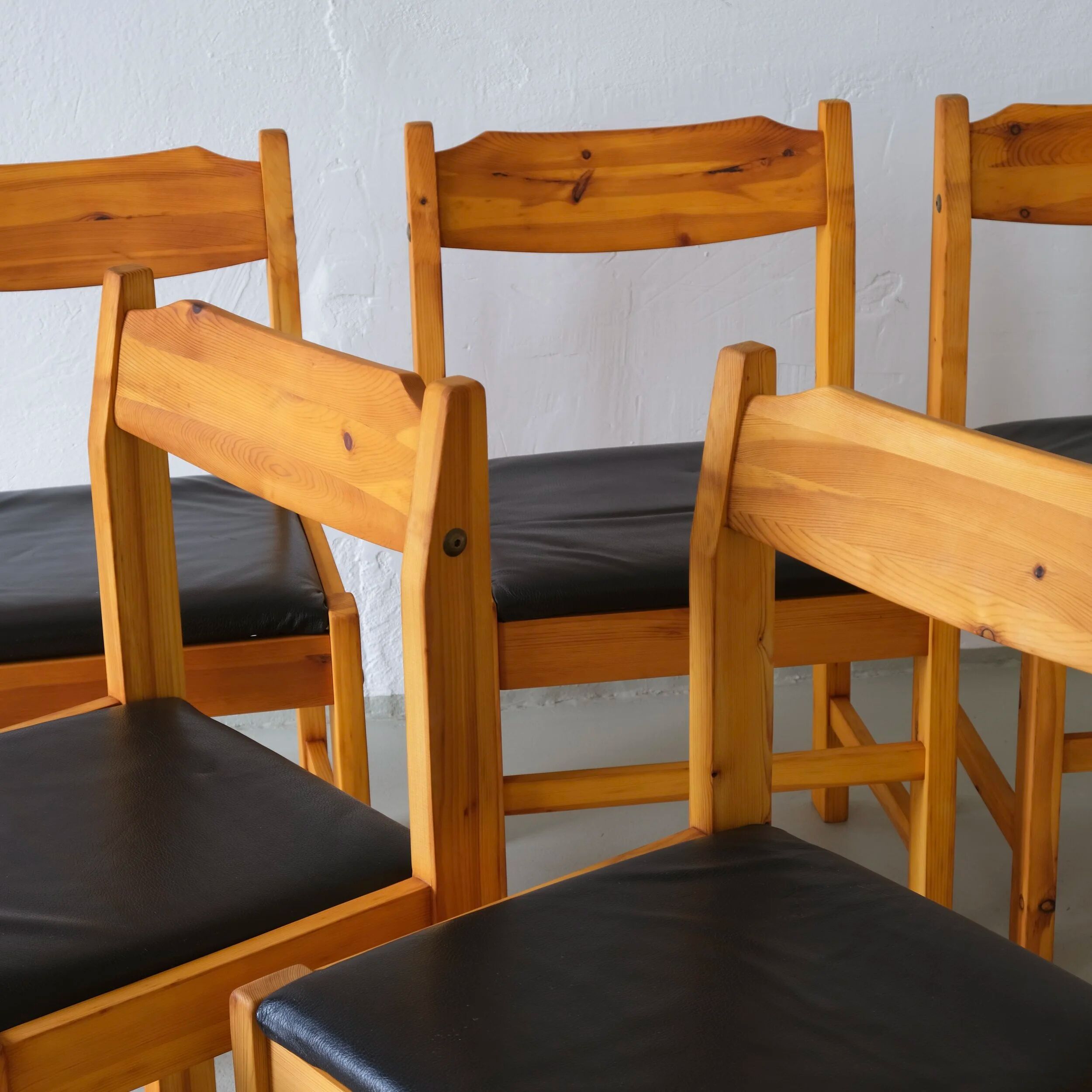 6 chaises en pin massif minimalistes | Années 1970