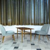Wilhelm Knoll Side or Coffee Table with Lower Shelf in Woven Cane, Germany 1950s