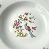8 vintage porcelain soup plates digoin sarreguemines model conde bird of paradise pattern