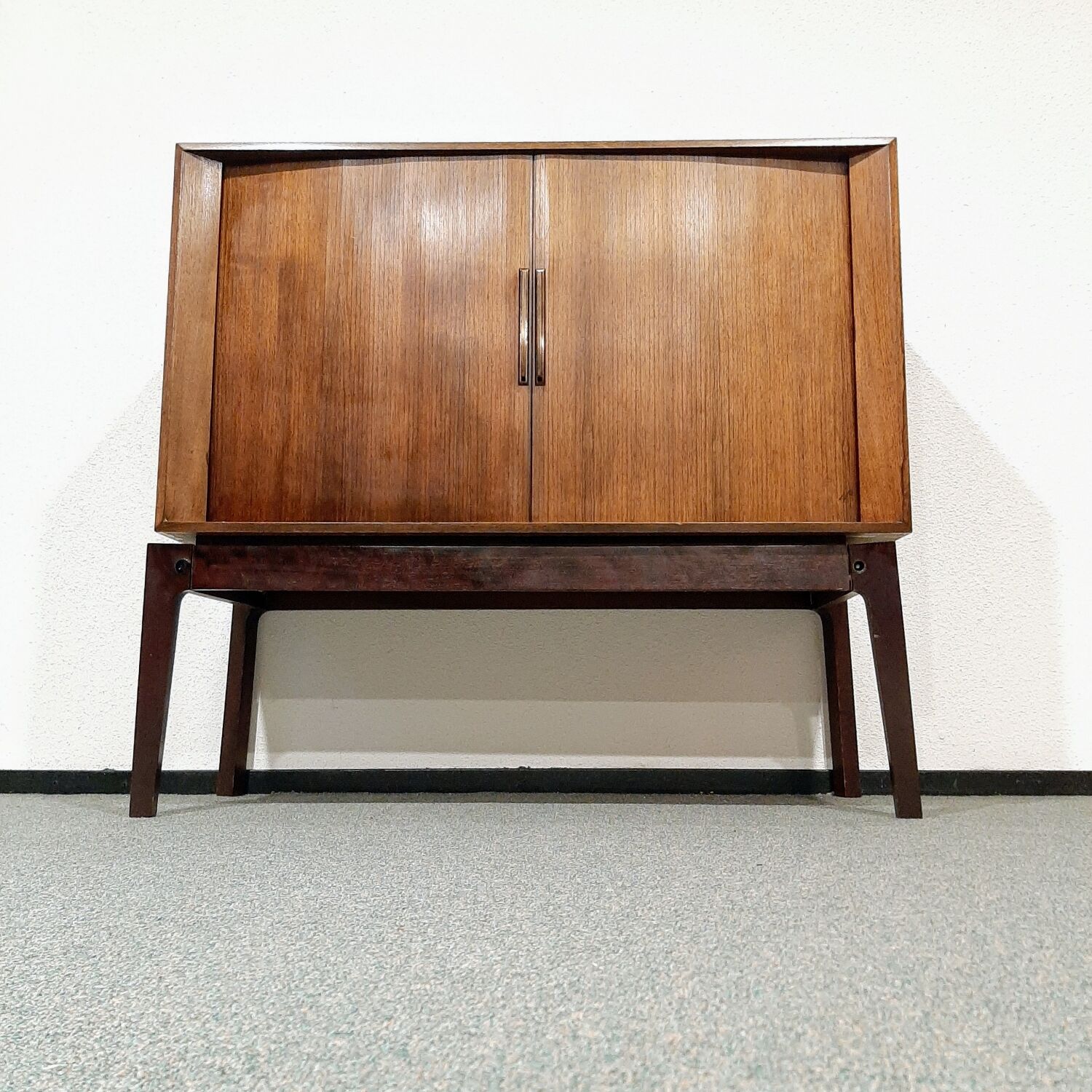 Mid-century audio cabinet with sliding door