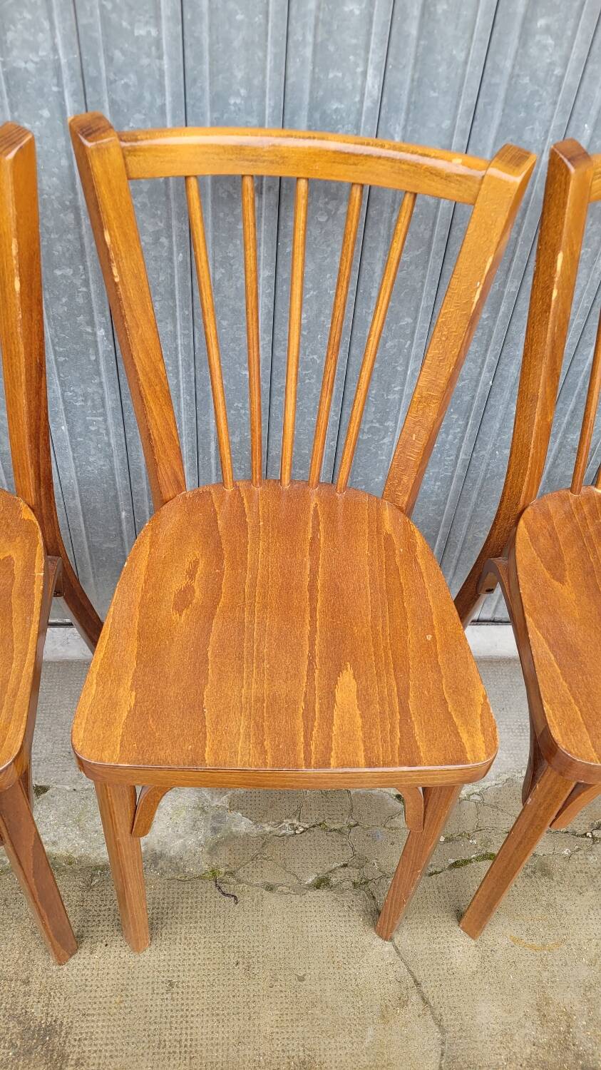 Set of 5 antique signed Baumann bistro chairs