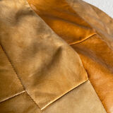 Set of 2 patchwork leather poufs brown camel De Sède