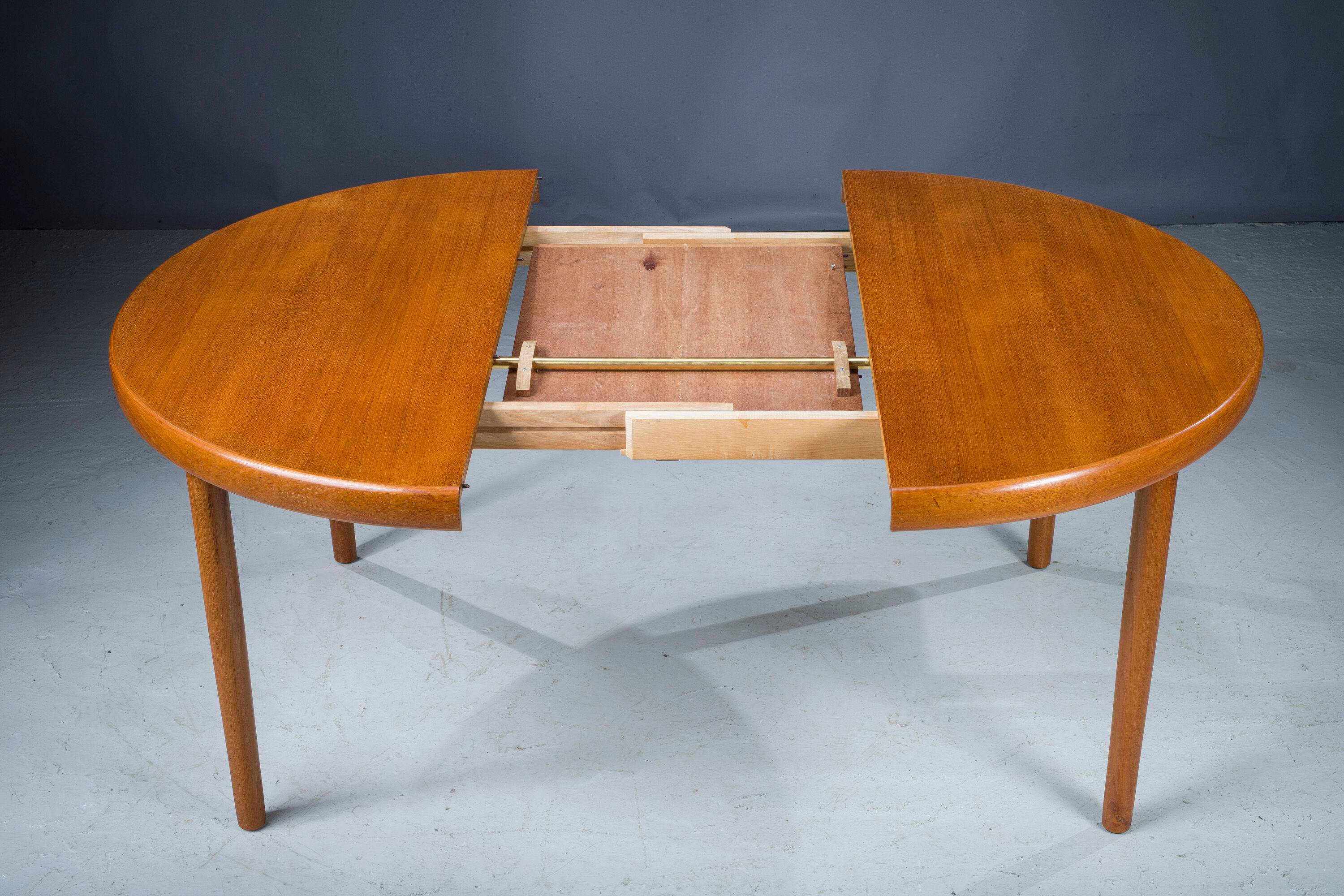 Danish Teak Round Folding Dining Table, 1960s