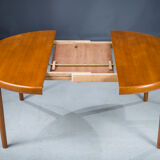 Danish Teak Round Folding Dining Table, 1960s