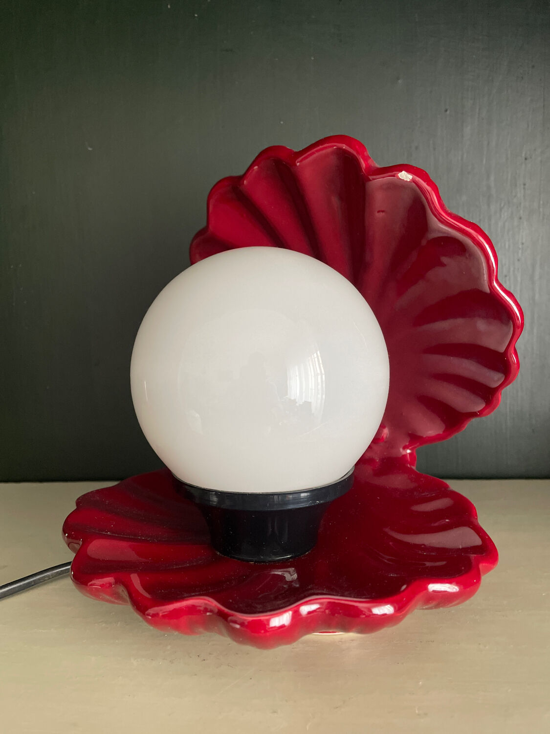 Lampe veilleuse coquillage perle vintage