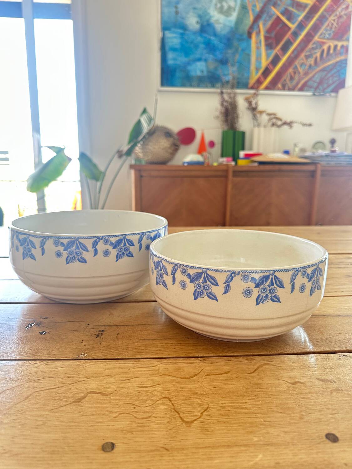 Two antique salad bowls
