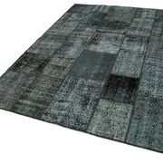 Hand-knotted oriental overdyed 174 cm x 242 cm black patchwork rug