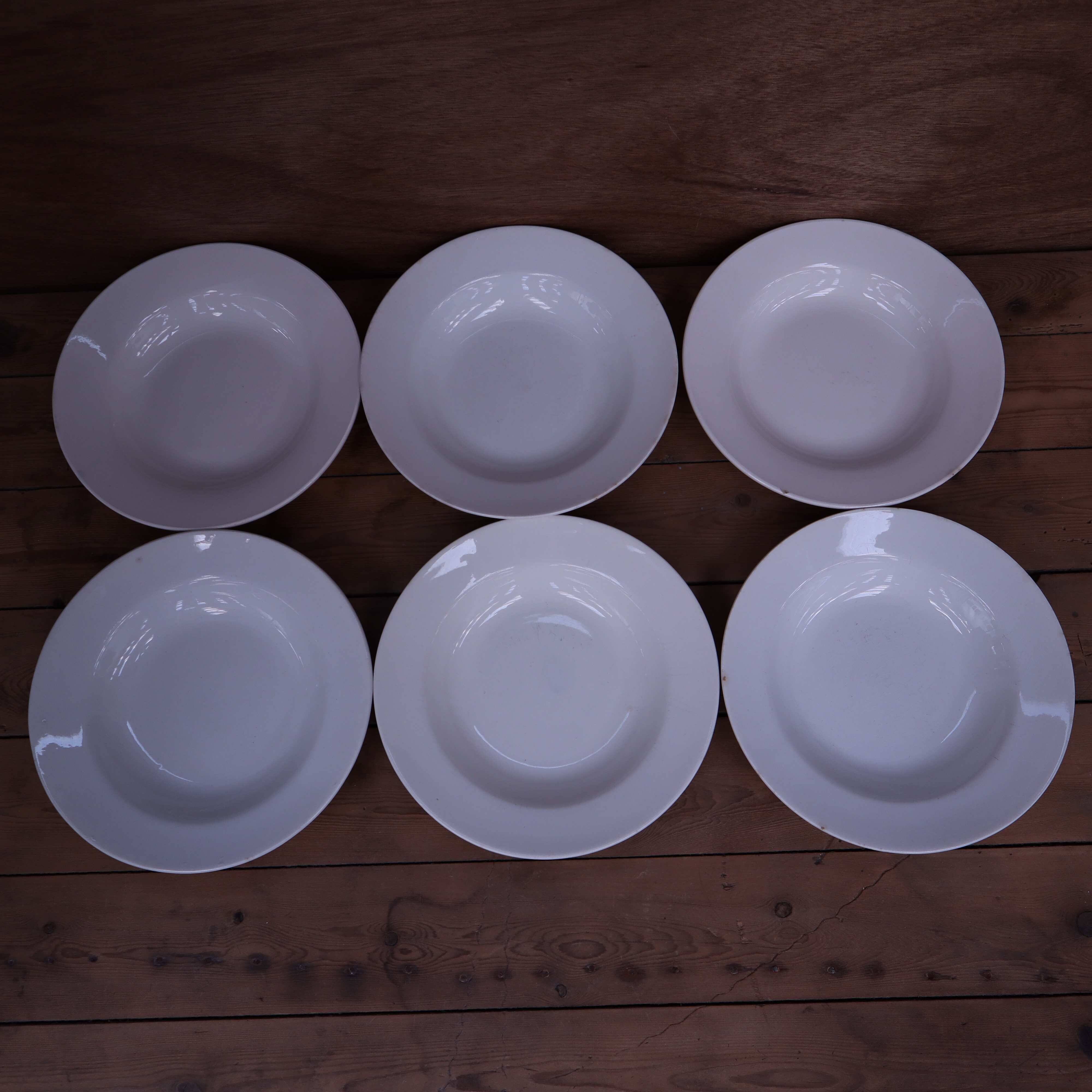 6 White Soup Plates, Digoin and St Amand Porcelain