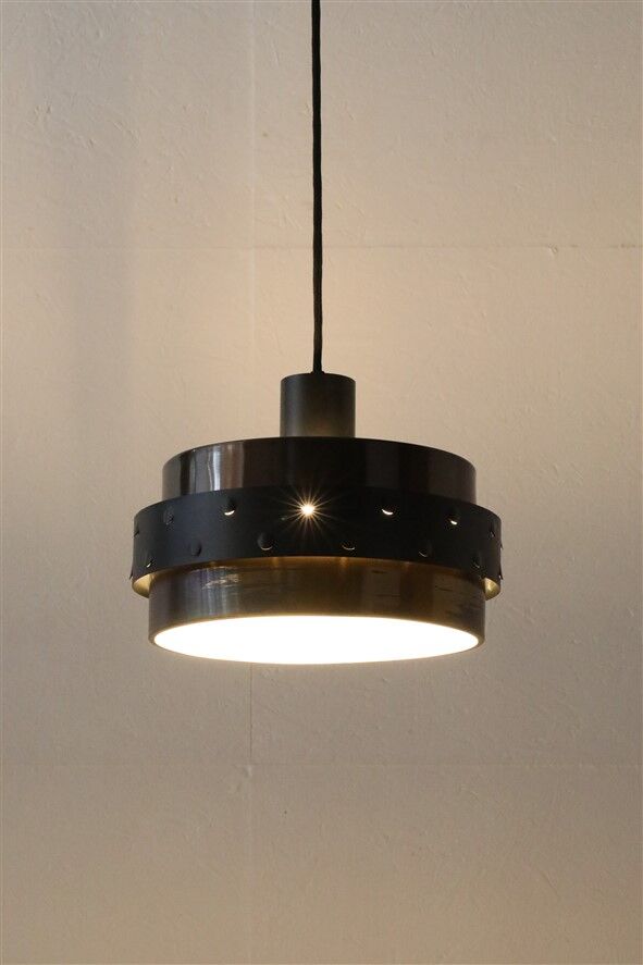 Mid-century brass pendant lamp / 1960s / Danish modern design / black