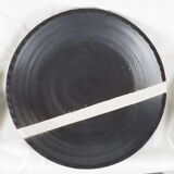 Set de 4 assiettes noires et blanches en grès - fabienne jouvin - années 90