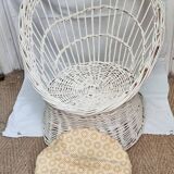 Fauteuil corbeille en rotin de 1980