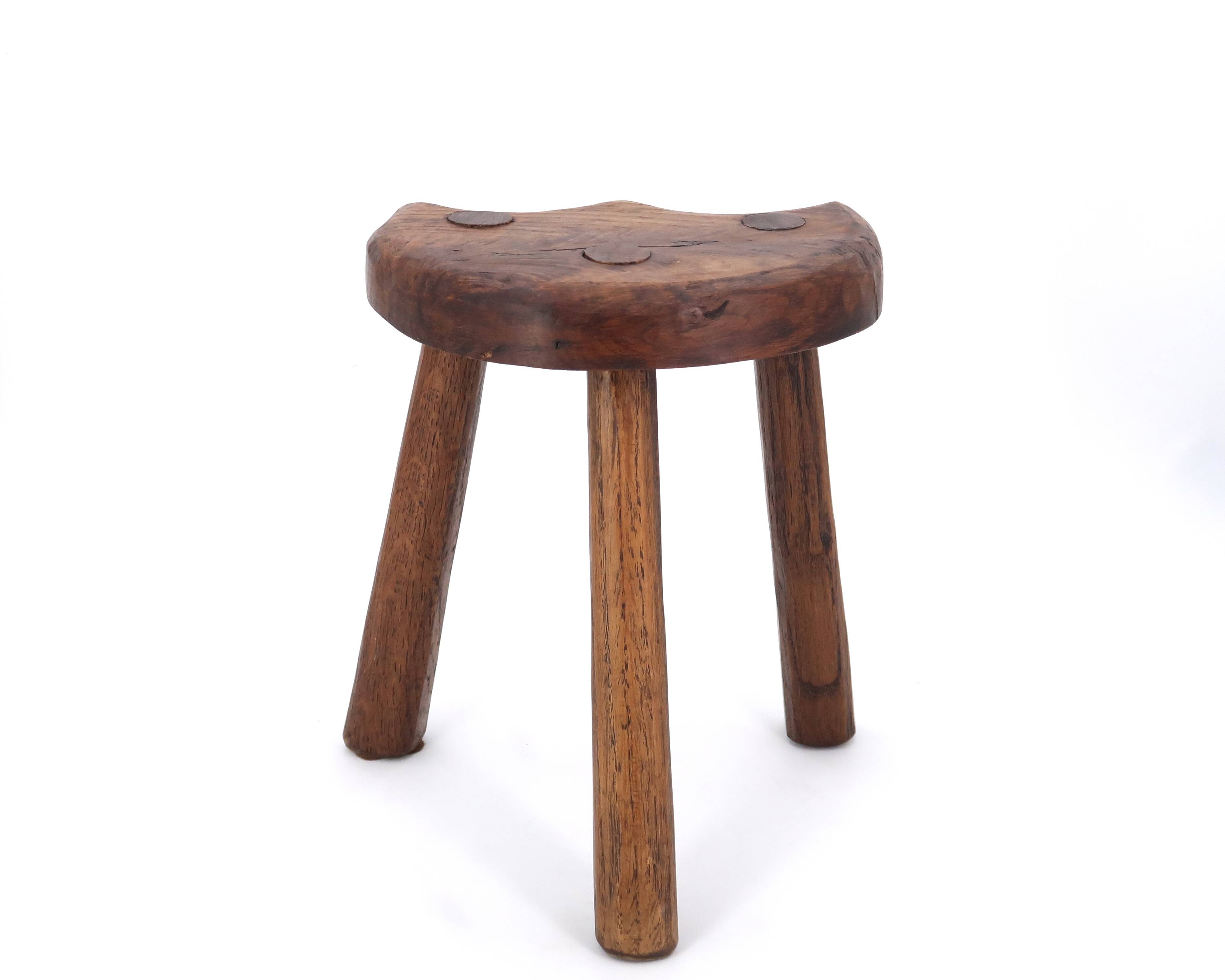 Wooden tripod stool, mountain folk art, 1950s