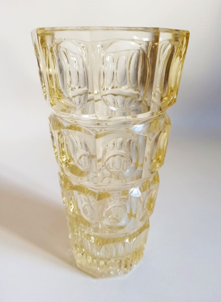 Pressed molded glass vase 50s Height 25 cm