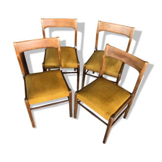 4 vintage chairs from the 60s with yellow seats