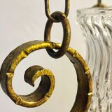 Ceiling lamp wrought iron and glass Spain, 1970s