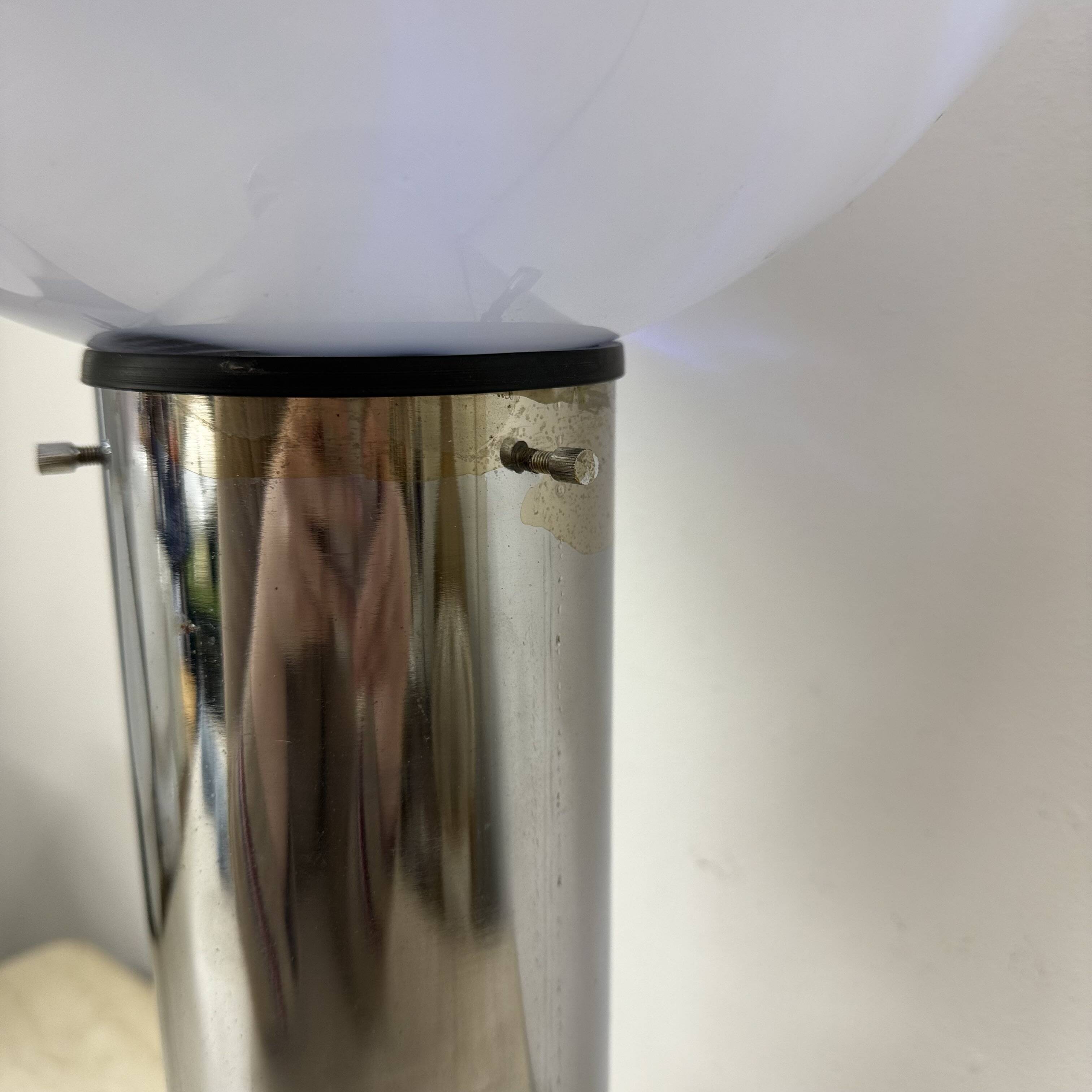 Mid – century Large glass table lamp with blue swirl , 1970s Italy