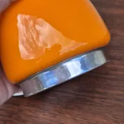 Small vintage orange mushroom lamp in opaline glass, space age.