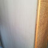 Wardrobe in rattan, caning and velvet