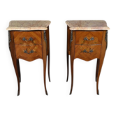 Paire de chevets en marqueterie de bois de rose, style Louis XV – 2ème partie XXe