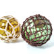 Set of 2 marine floats yellow and green ball glass and rope