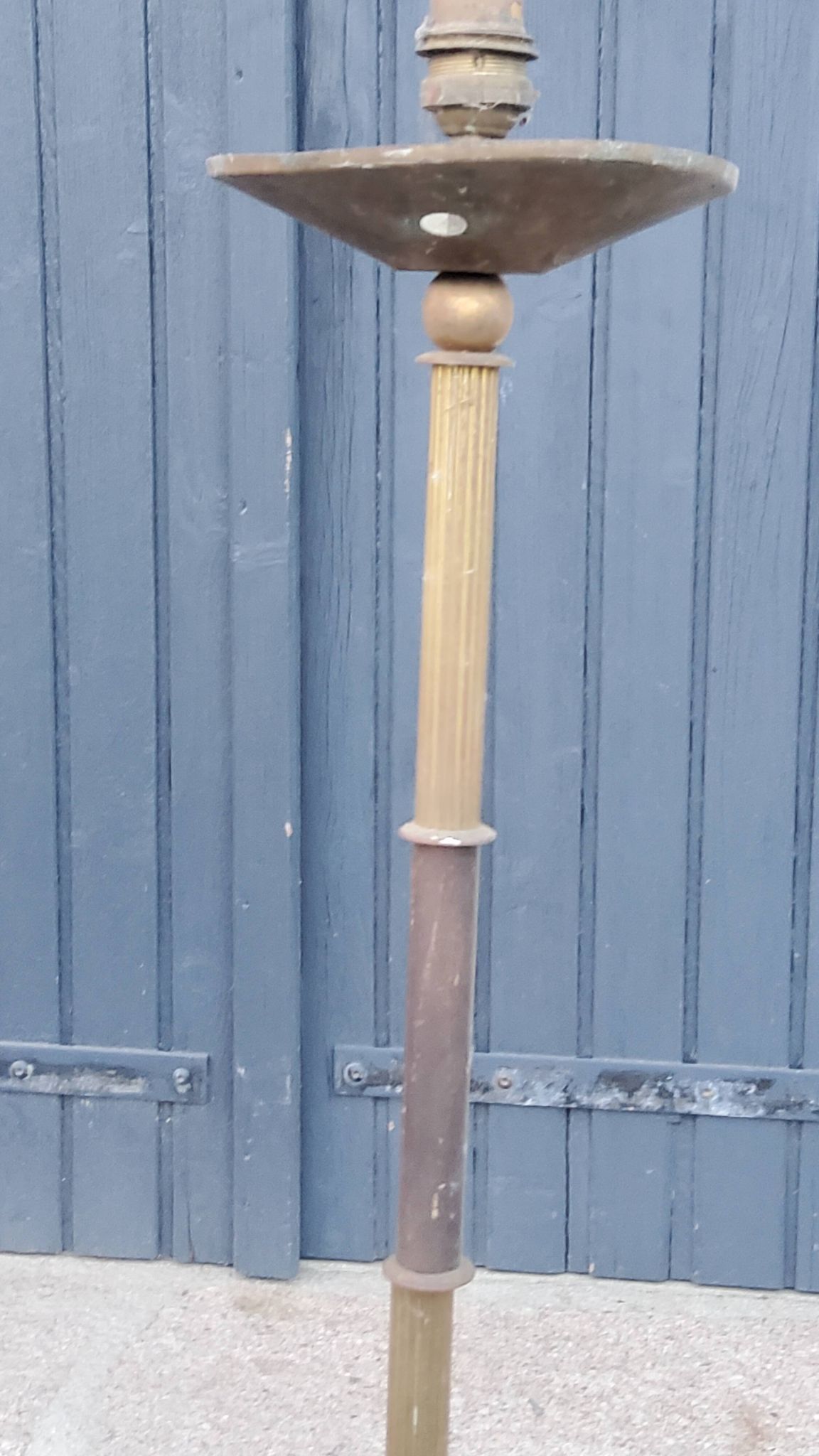 1950s floor lamp in brass with double gold and bronze patina