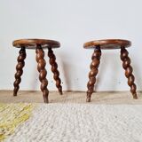 Pair of modernist antique farm stools - bedside tables