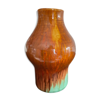 Vase vintage en grès glacé années 60-70