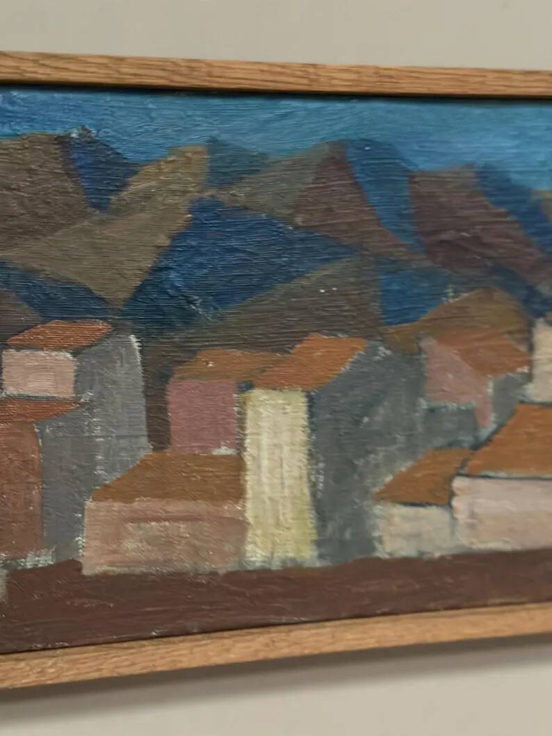 Swedish Oil on Canvas "Urban Landscape" by Johan Lundgren, Framed