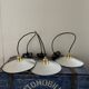Set of three new electrified white enamelled sheet suspensions