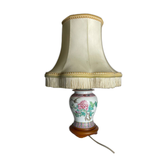 Traditional Asian Table Lamp with Fringed Shade