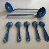 Set of 5 enameled metal spoons