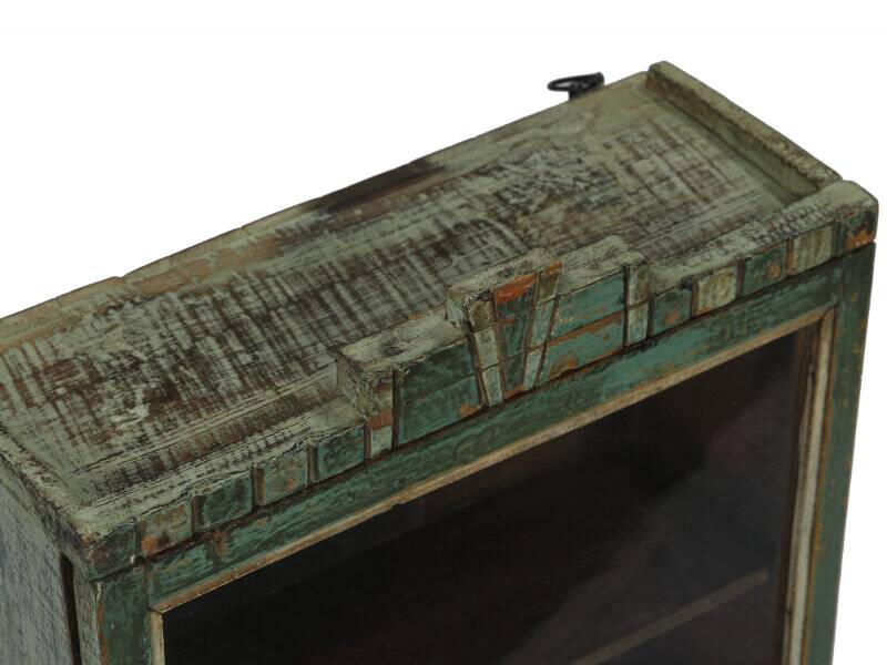Old art deco green showcase teak wood piece of origin india