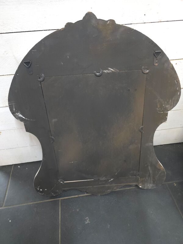 Miroir œil de boeuf en bois patiné