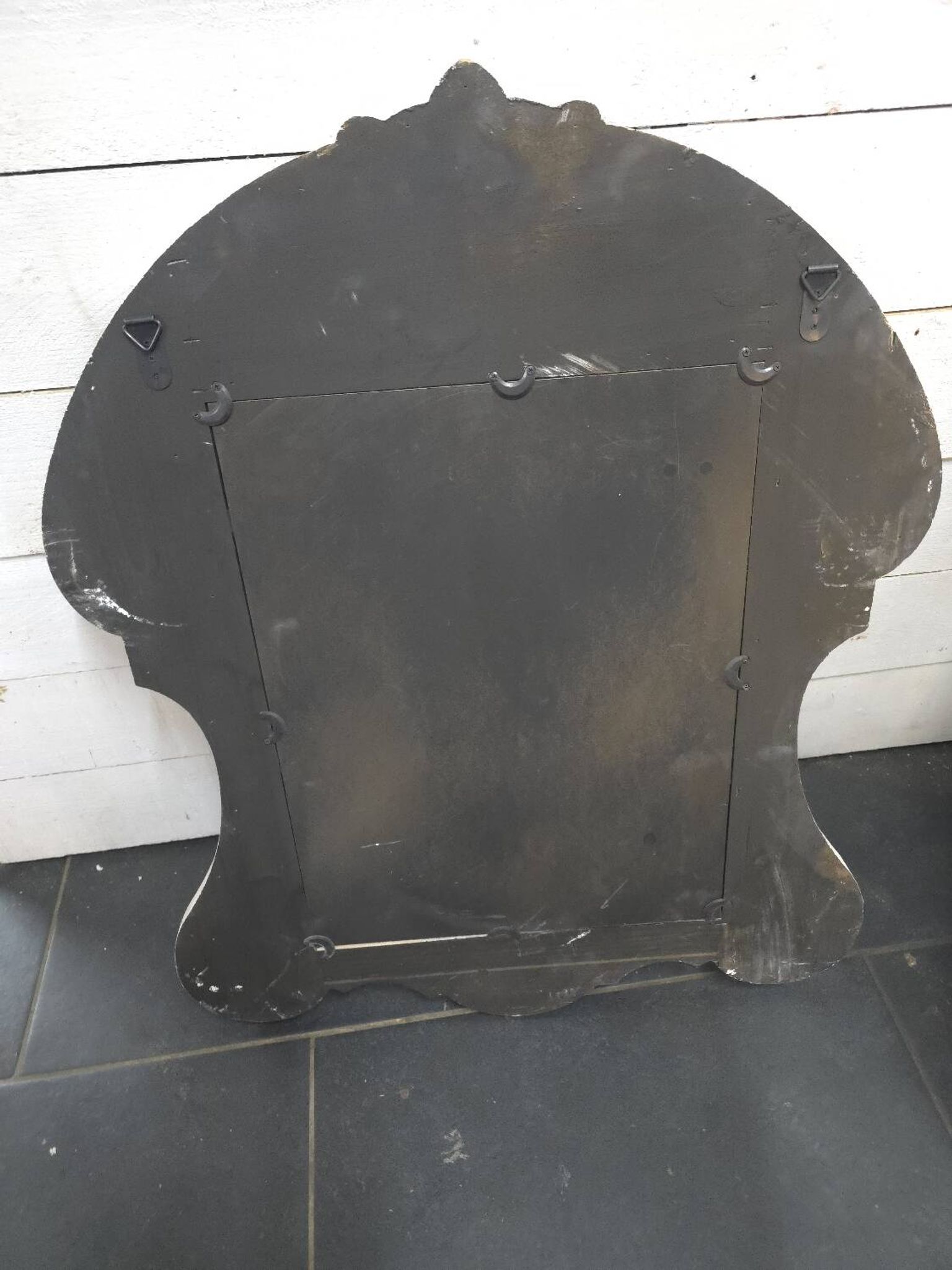 Miroir œil de boeuf en bois patiné