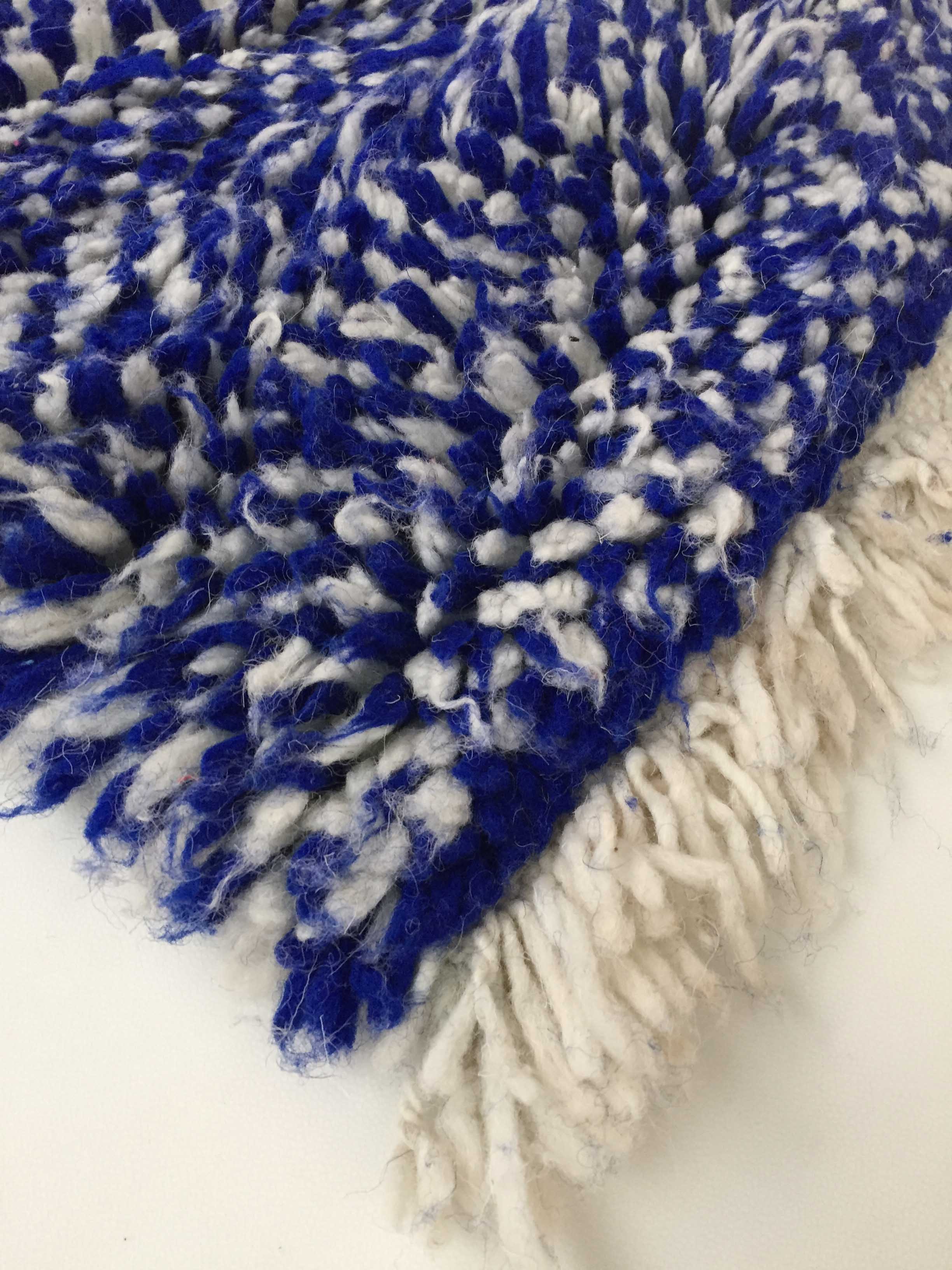 Moroccan Berber carpet Beni Ouarain ecru speckled blue majorelle 145x118cm