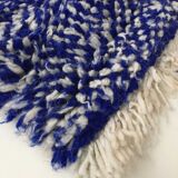 Moroccan Berber carpet Beni Ouarain ecru speckled blue majorelle 145x118cm