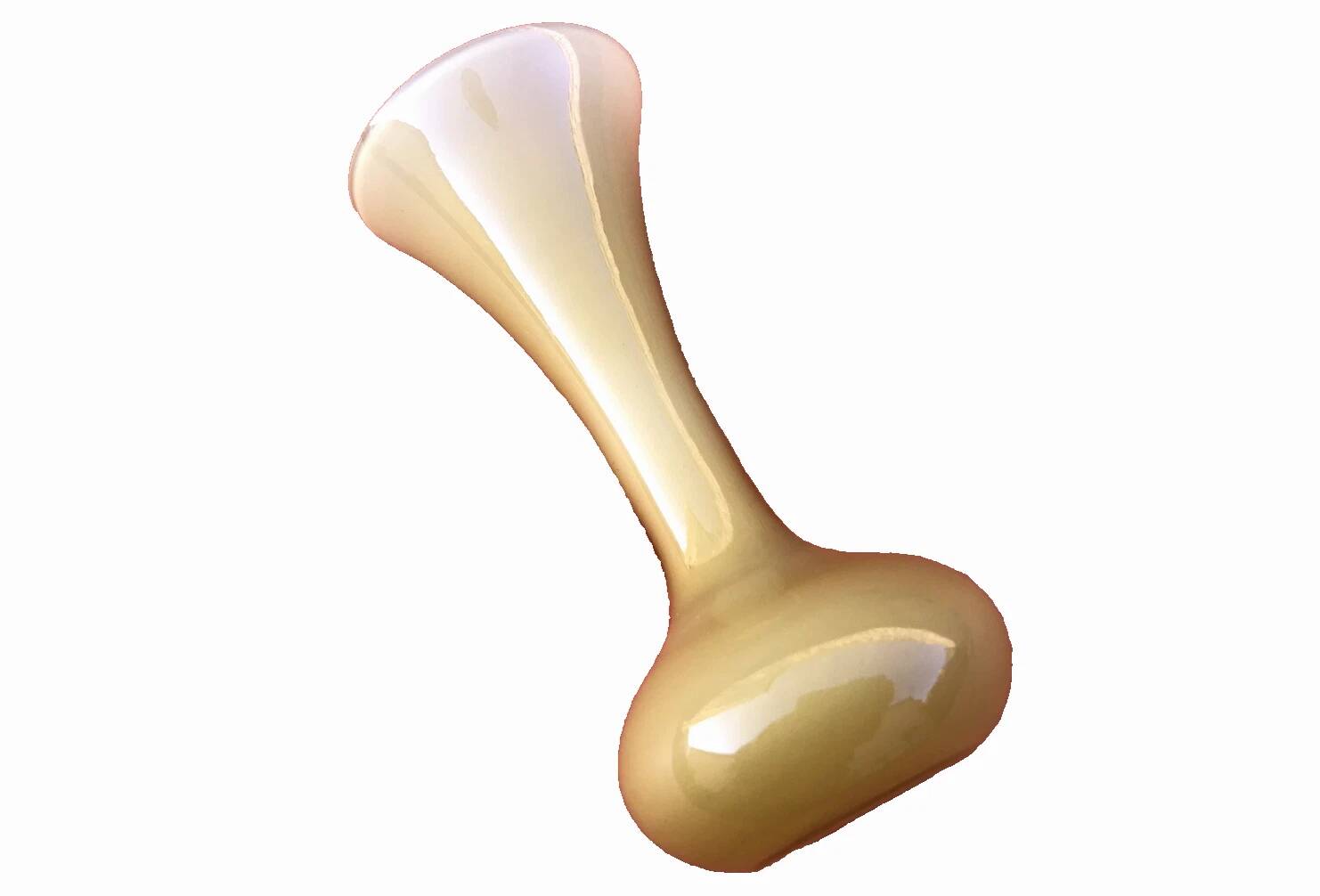 Single flower vase in Murano style, amber glass with a white milk interior.