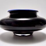 Iridescent Black and Azure Cased Glass Vase, Italy