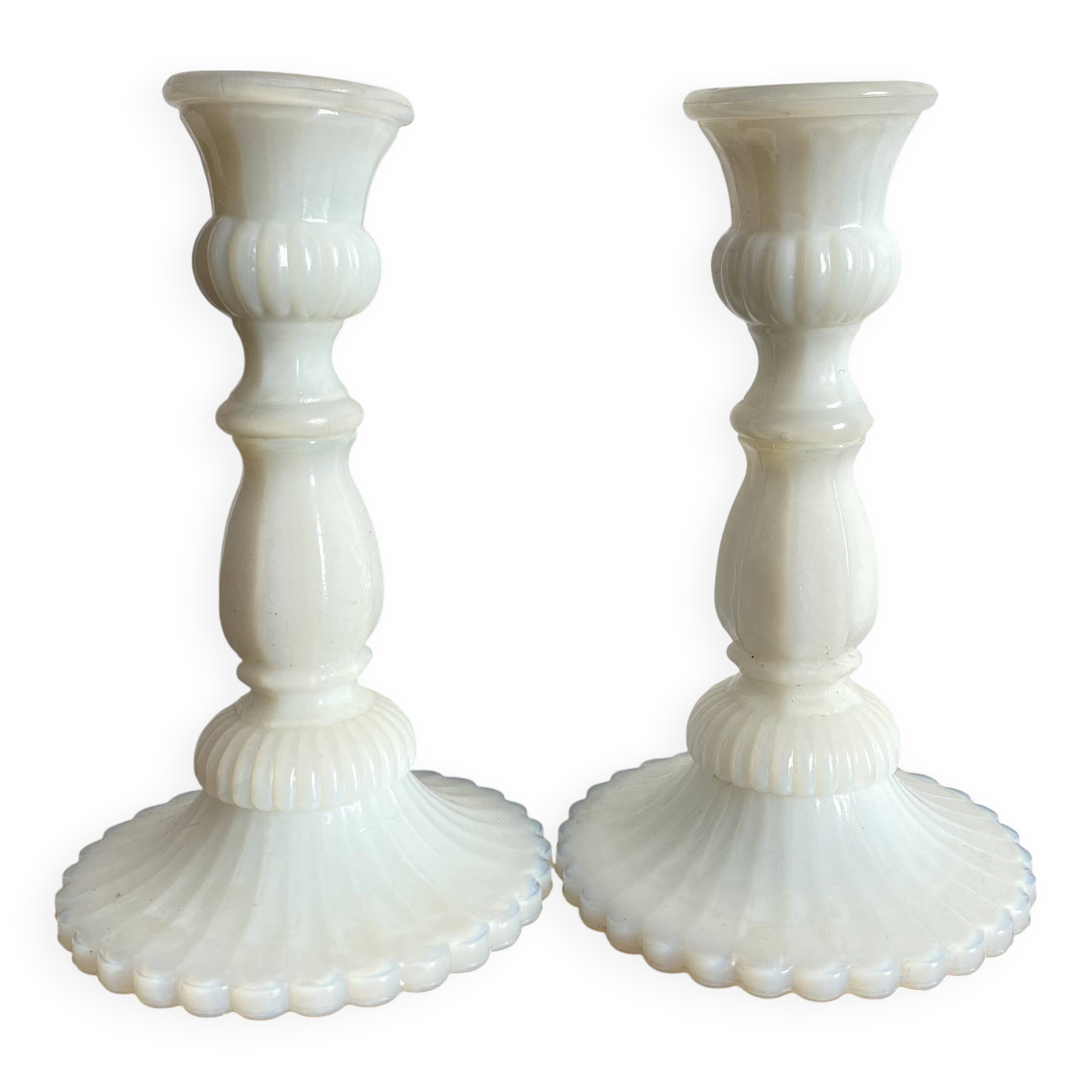 Pair of opaline candlesticks