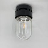 Vintage industrial bakelite & glass ceiling or wall light, Czechoslovakia, 1950's