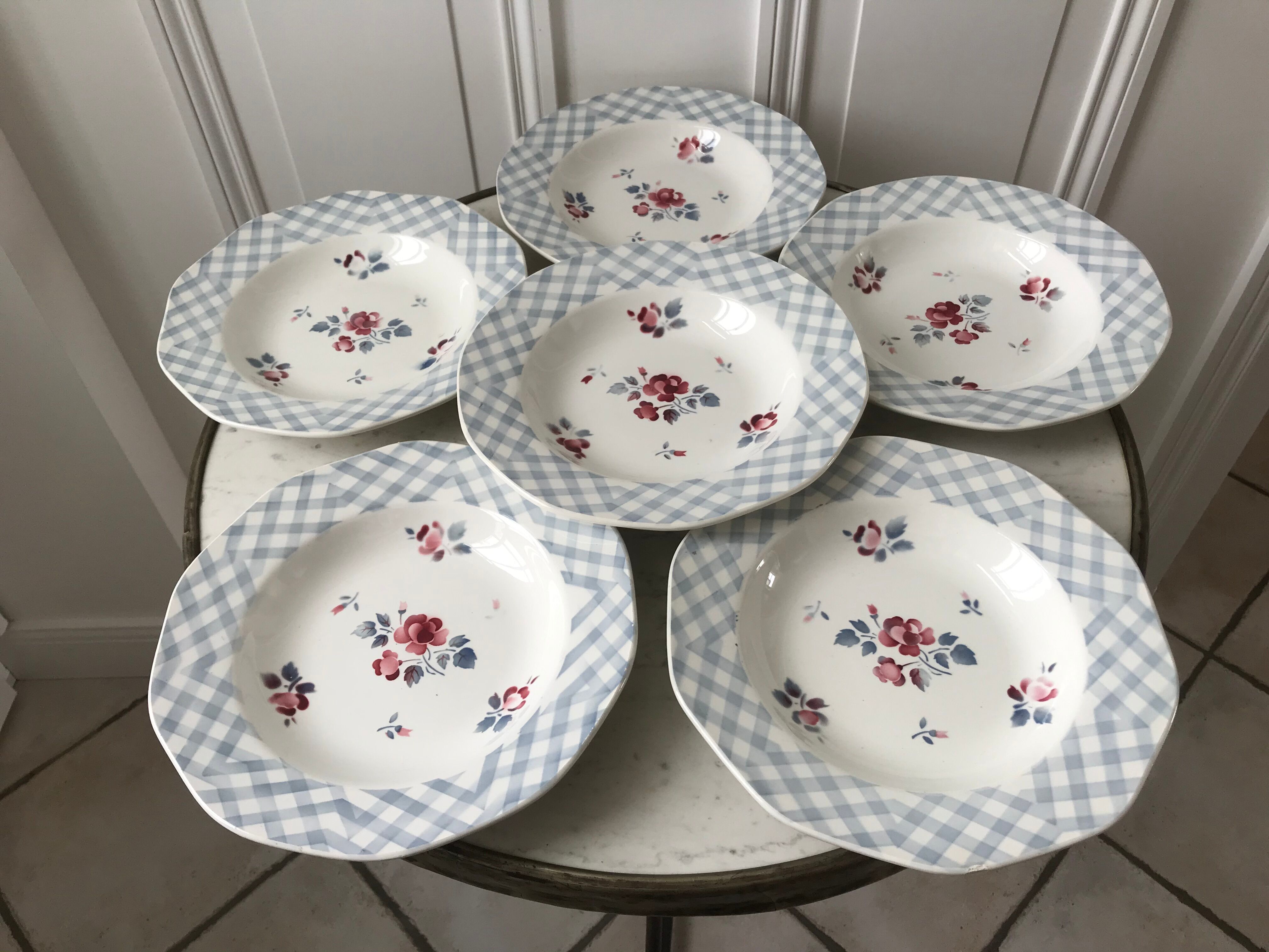 set of 6 hollow plates Digoin Sarreguemines model "Bastia" years 30-40