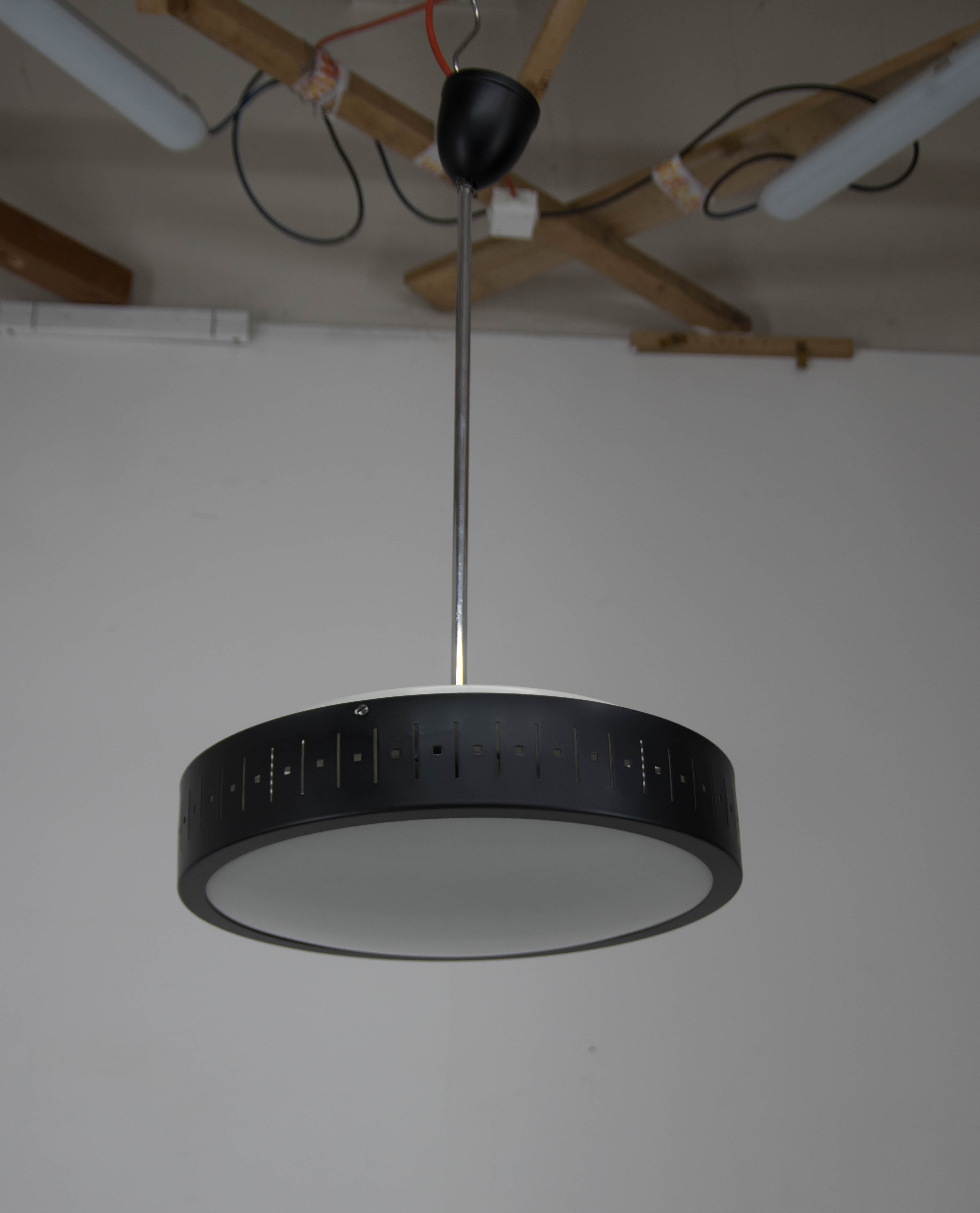 Mid-century black and white chandelier, 1960