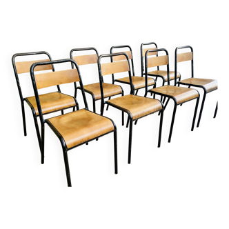 Rare suite de 8 chaises d’école stella
