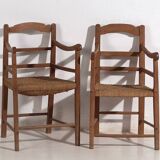 Two oak and rope armchairs, circa 1900